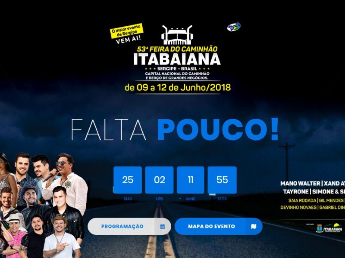 Já está no ar site oficial da 53ª edição da Festa dos Caminhoneiros de Itabaiana (Imagem: Reprodução)