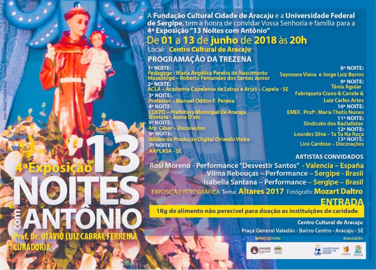O Centro Cultural de Aracaju recebe a quarta edição da exposição 13 Noites com Antônio (Imagem: Divulgação)