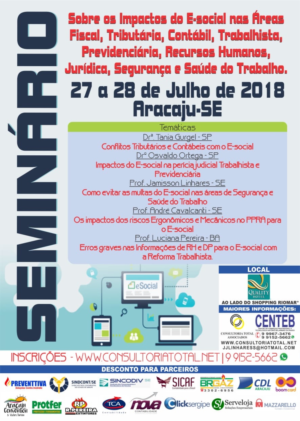 Acontece em Aracaju o Seminário sobre E-social; confira palestrantes (Imagem: Divulgação)