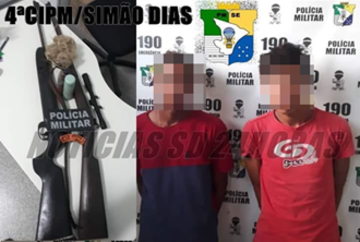 Polícia Militar prende dupla por porte ilegal de arma de fogo em Simão Dias (Foto: Assessoria PM/SE)