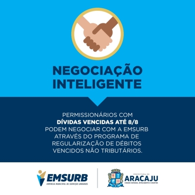 Prefeitura de Aracaju institui Programa de Regularização de Débitos para permissionários da Emsurb (Imagem: Divulgação/ PMA)