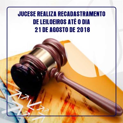 Nesta terça-feira, 21, Jucese encerra recadastramento dos leiloeiros (Imagem: Divulgação/ Jucese)