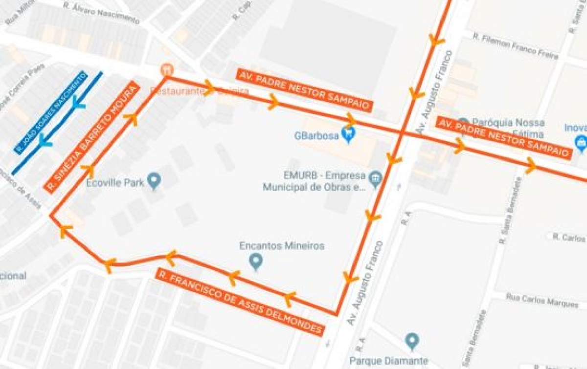 SMTT/Aracaju informa mudança de circulação na avenida Augusto Franco a partir de 12/09 (Imagem: SMTT/Aracaju)