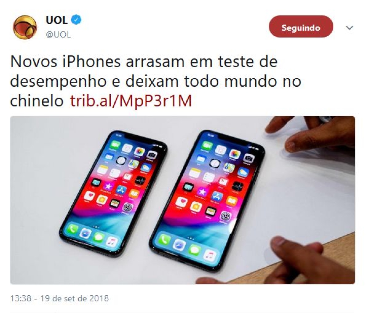 Novos iPhones arrasam em teste de desempenho e deixam todo mundo no chinelo (Imagem: Reprodução/ UOL)