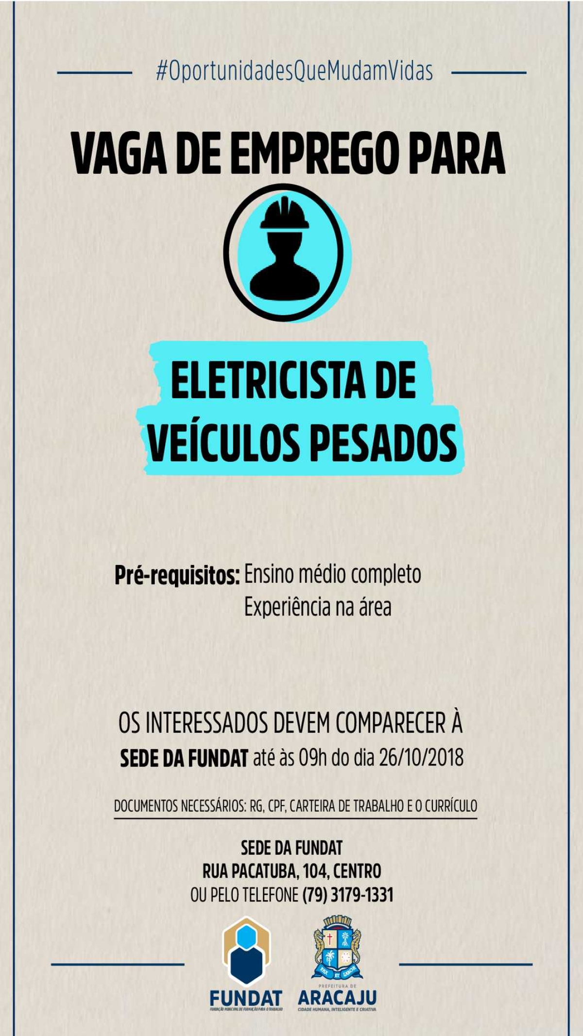 Fundat/Aracaju está com vagas de emprego para  eletricista de veículos pesados (Imagem: Divulgação/ Fundat/Aracaju)