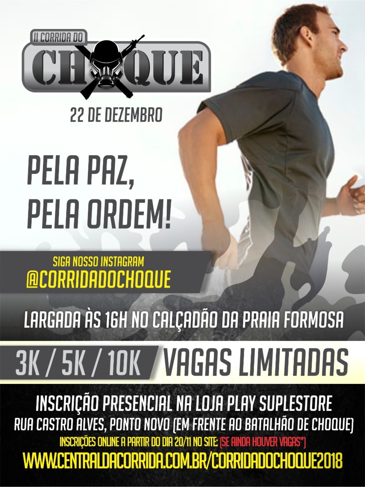 Inscrições abertas para II Corrida do Batalhão de Choque da PM (Imagem: Divulgação)