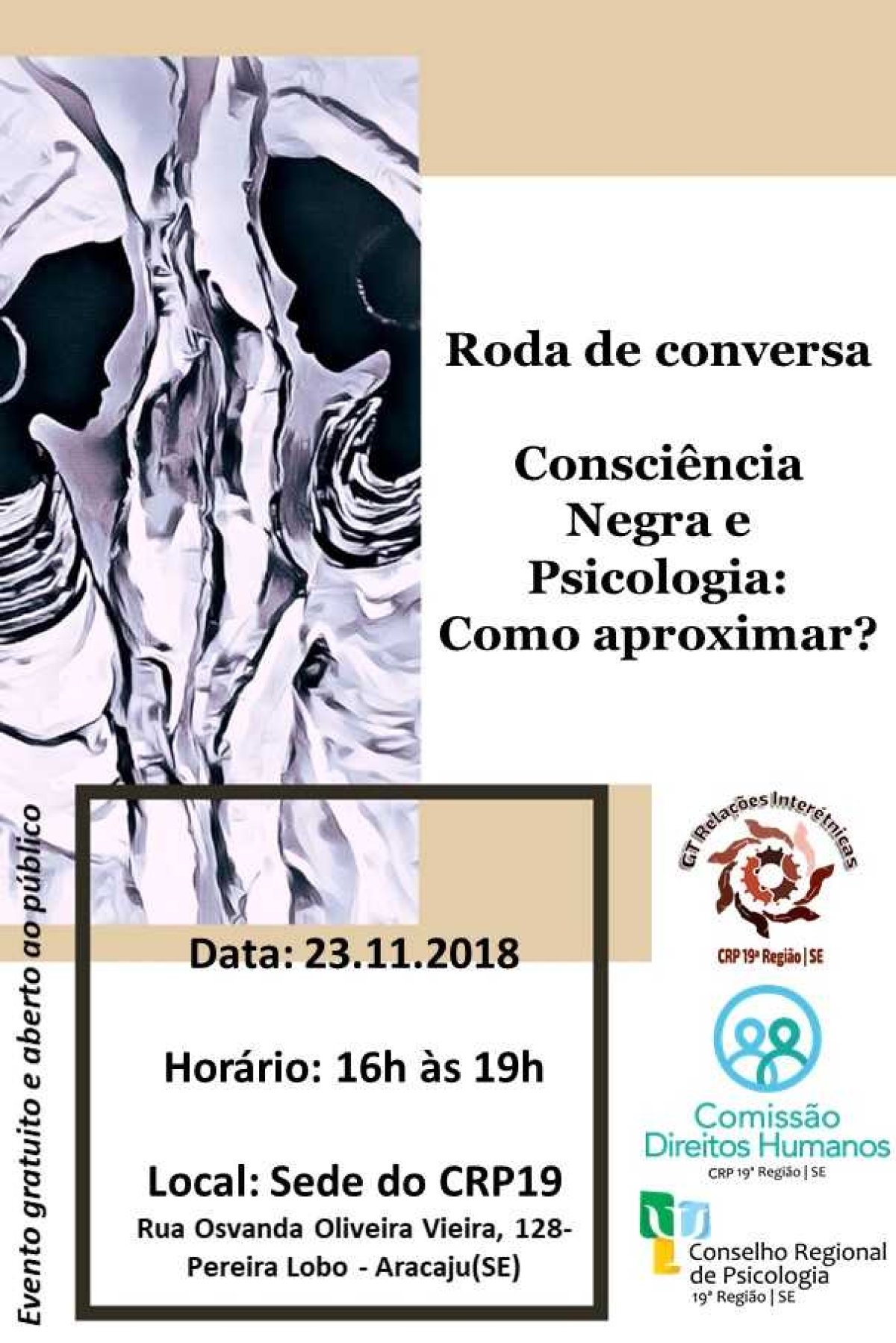 Injustiça racial será tema de roda de conversa no CRP19 (Imagem: Divulgação/ CRP19/SE)