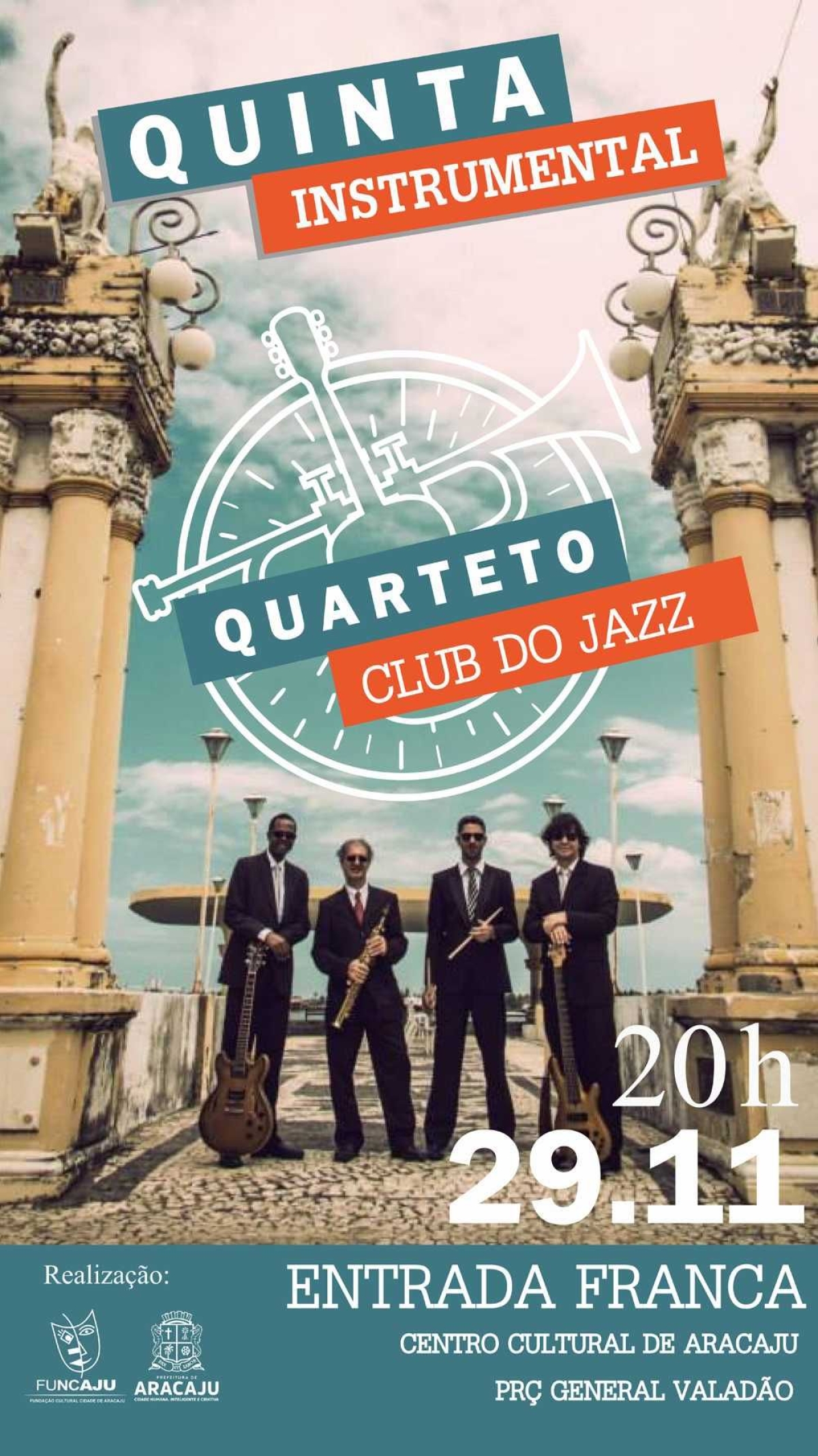 Quarteto Club do Jazz estreia no palco do Quinta Instrumental (Imagem: Divulgação/ Funcaju)