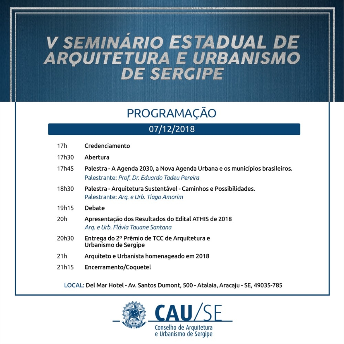 V Seminário Estadual de AU traz o tema "Sustentabilidade" e celebra o Dia do Arquiteto (Imagem: Divulgação)
