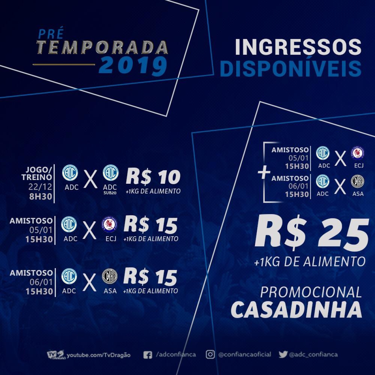 Confiança anuncia pacote de ingressos para amistosos de pré-temporada (Imagem: Divulgação)