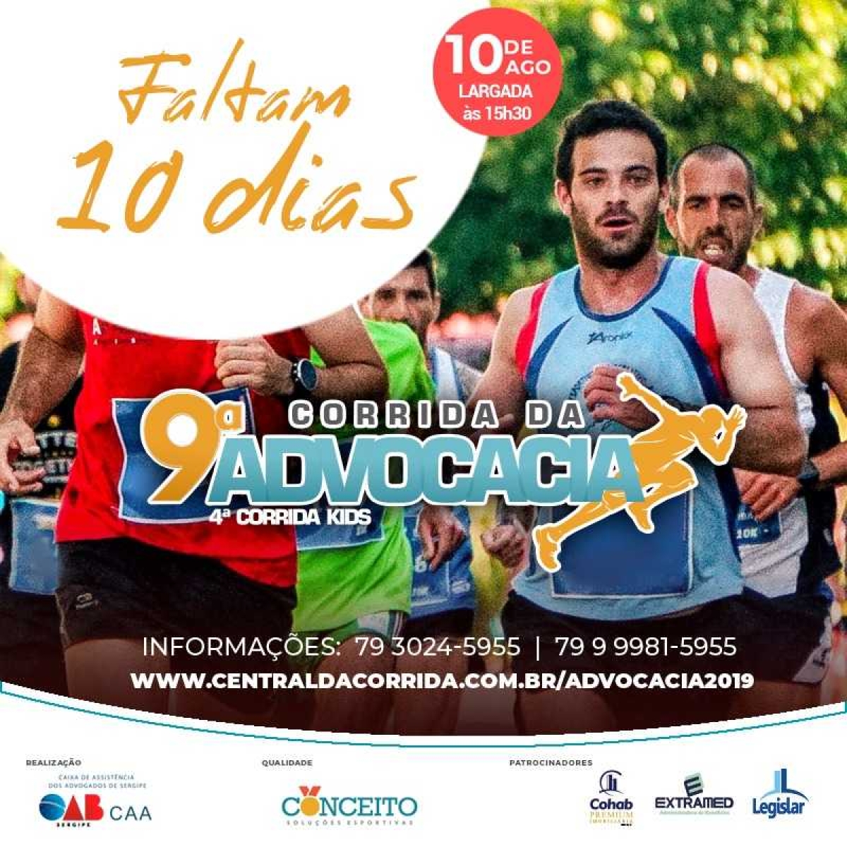 Faltam 10 dias para a "9ª Corrida da Advocacia" e a "4ª Corrida Kids" (Imagem: Divulgação)