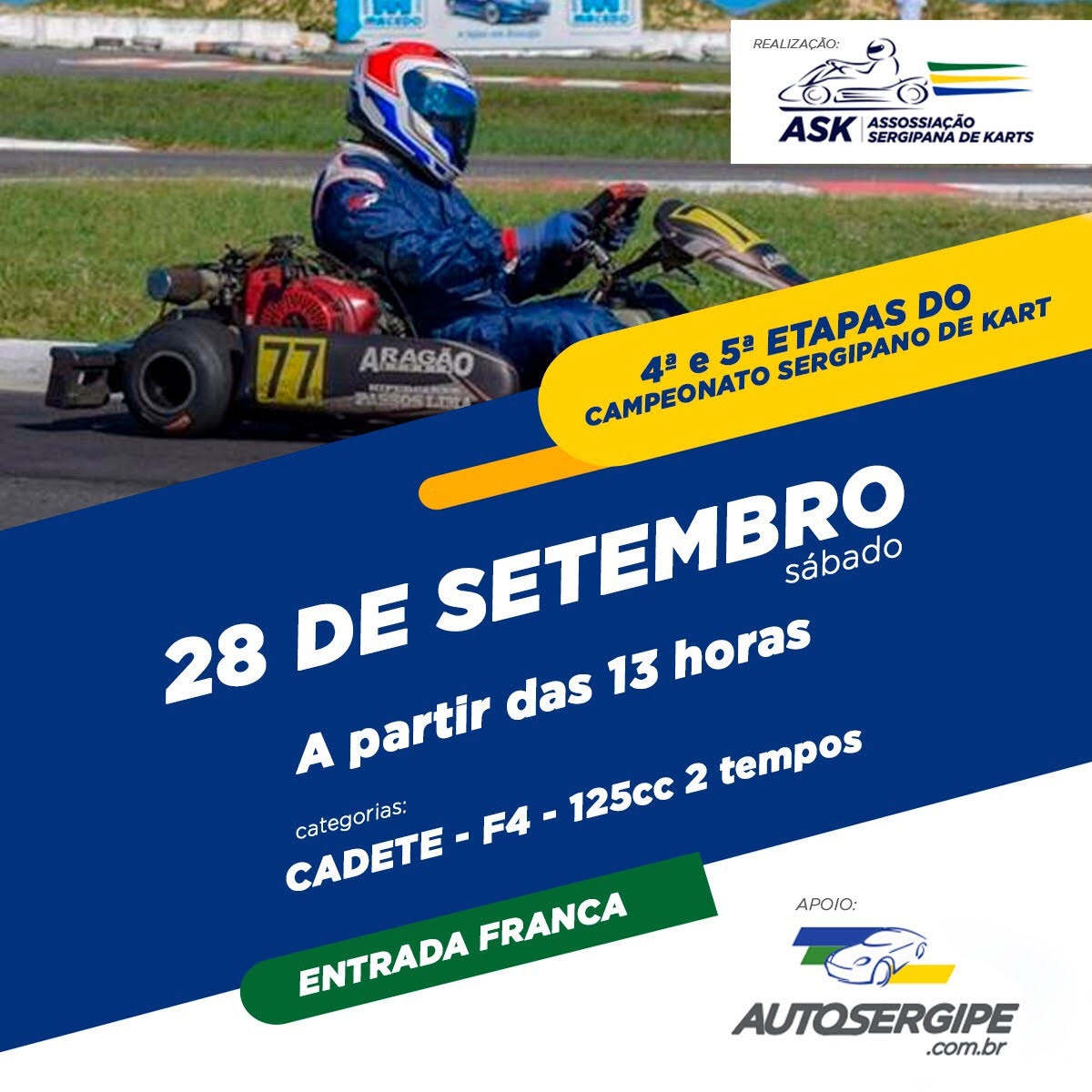 Campeonato Sergipano de Kart acontece em Aracaju (Imagem: Divulgação)