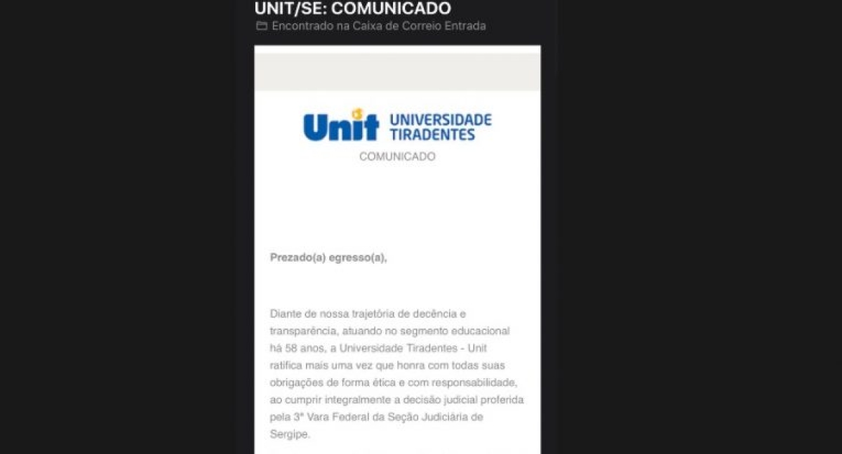 Processo - restituição (Imagem: Assessoria de Imprensa Unit)