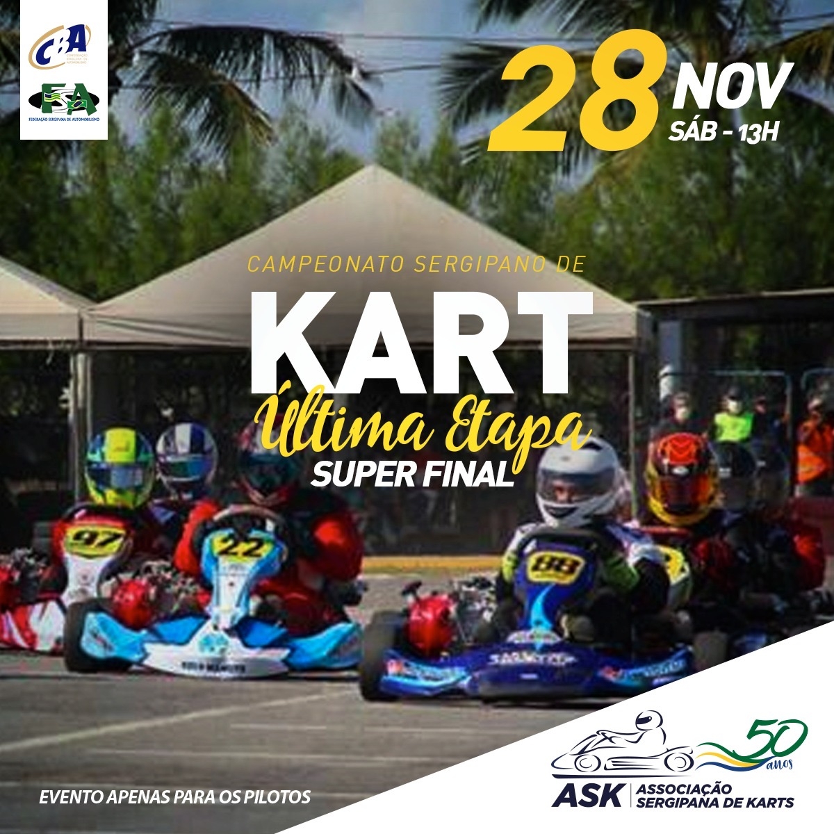Superfinal do Campeonato Sergipano de Kart acontece neste sábado 28 de novembro (Imagem: Divulgação)