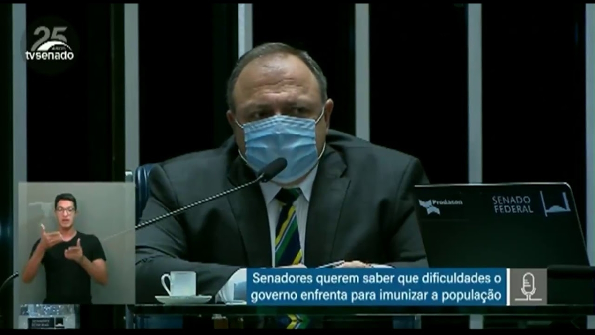 100% da população será vacinada em 2021, afirma ministro da Saúde (Imagem: Reprodução de vídeo/ YouTube/ TV Senado)