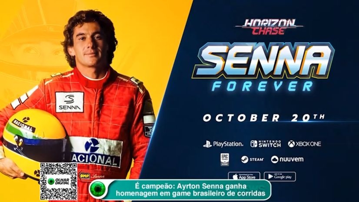 �? campeão: Ayrton Senna ganha homenagem em game brasileiro de corridas (Imagem: Reprodução de vídeo/ Olhar Digital)