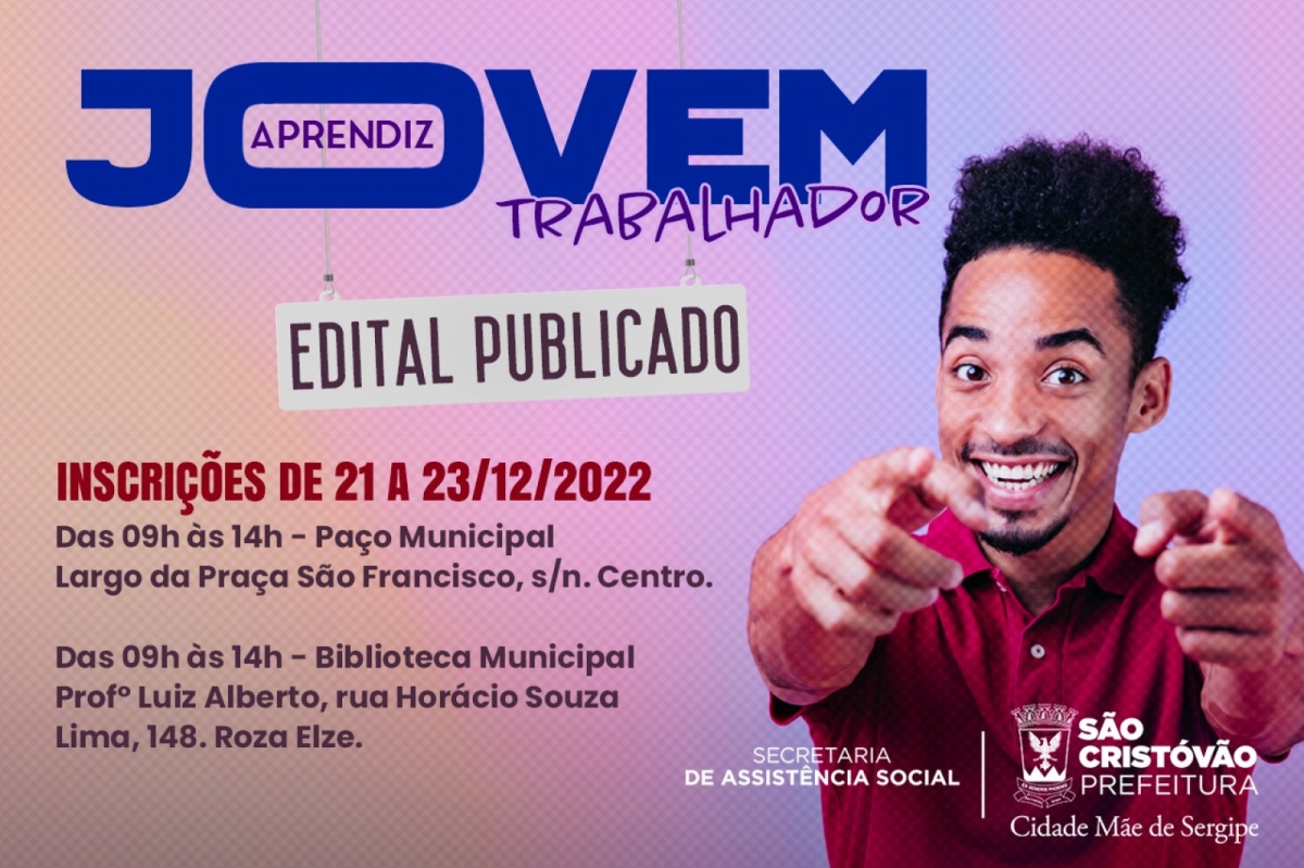 Prefeitura de São Cristóvão abre edital para o Programa Jovem Aprendiz - Imagem: Divulgação | Prefeitura de São Cristóvão