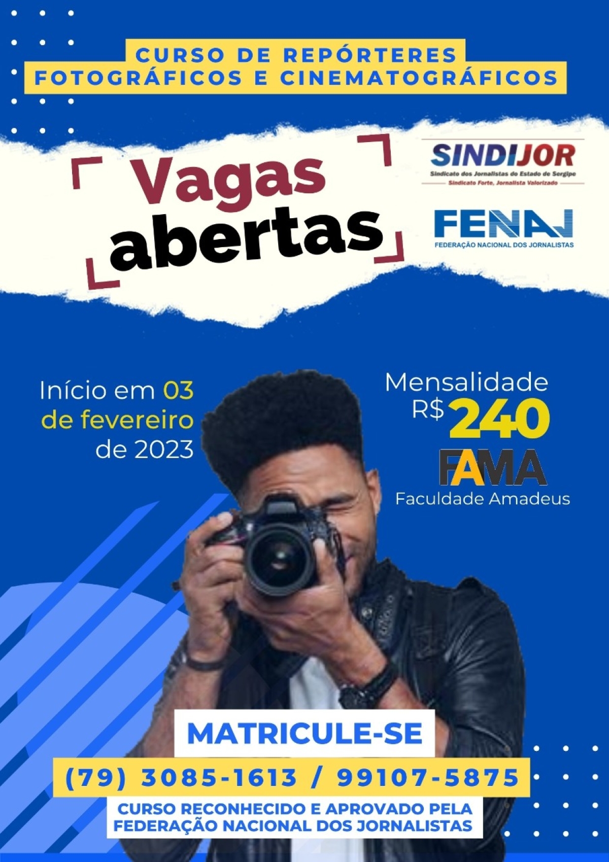 Sindicato dos jornalistas está com matrículas abertas para curso de Repórteres Fotográficos e Cinematográficos 2023 - Imagem: Divulgação