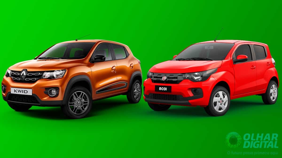 Montagem com Renault Kwid e Fiat Mobi, os carros mais baratos do Brasil - Imagem: Pedro Spadoni | Olhar Digital