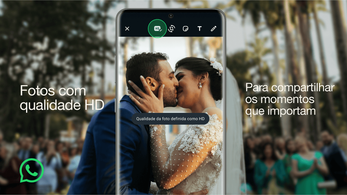 Um novo botão será adicionado ao envio de fotos, permitindo optar pela qualidade HD - Imagem: WhatsApp | Divulgação