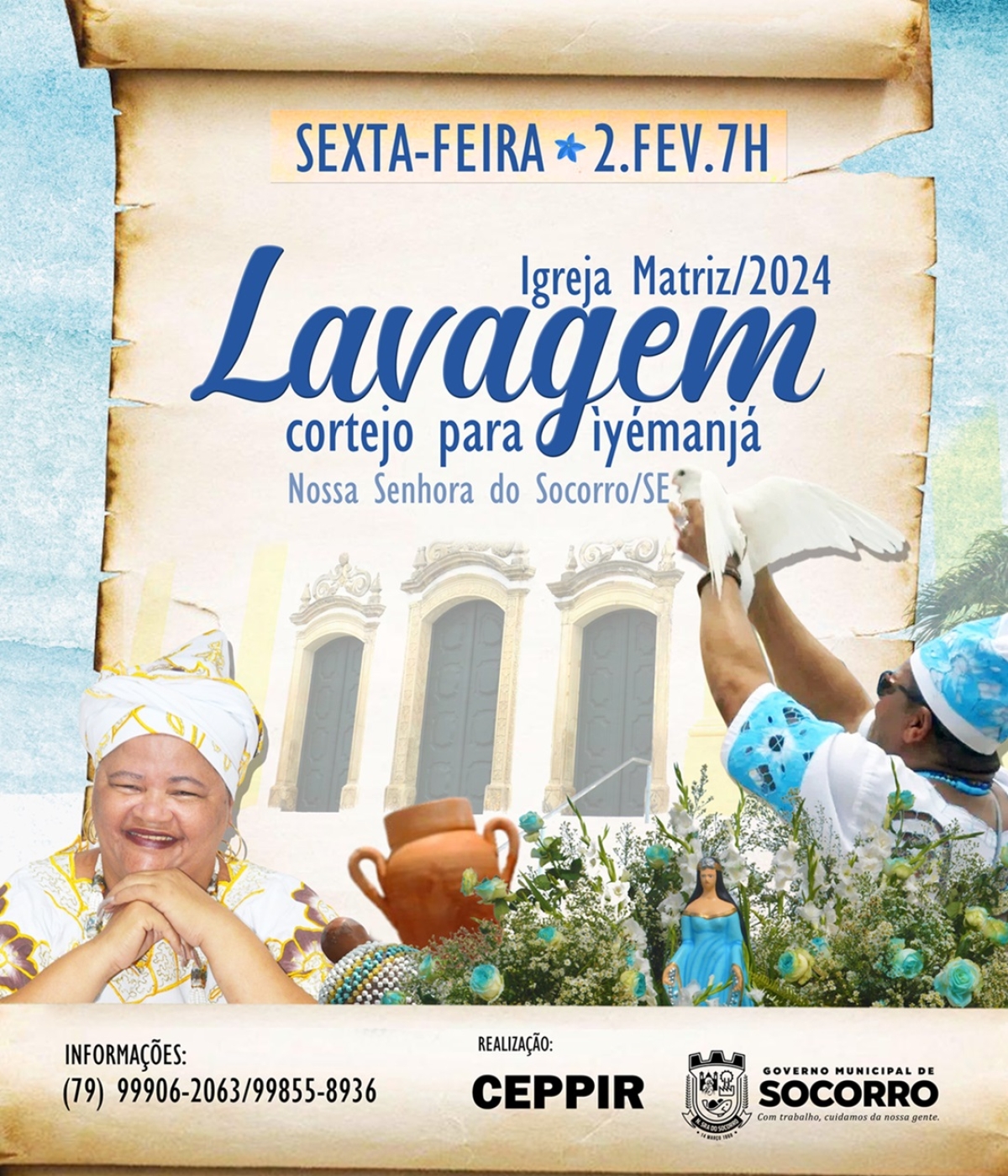 Lavagem das escadarias da igreja matriz e cortejo de �?yemanjá - Imagem: Divulgação