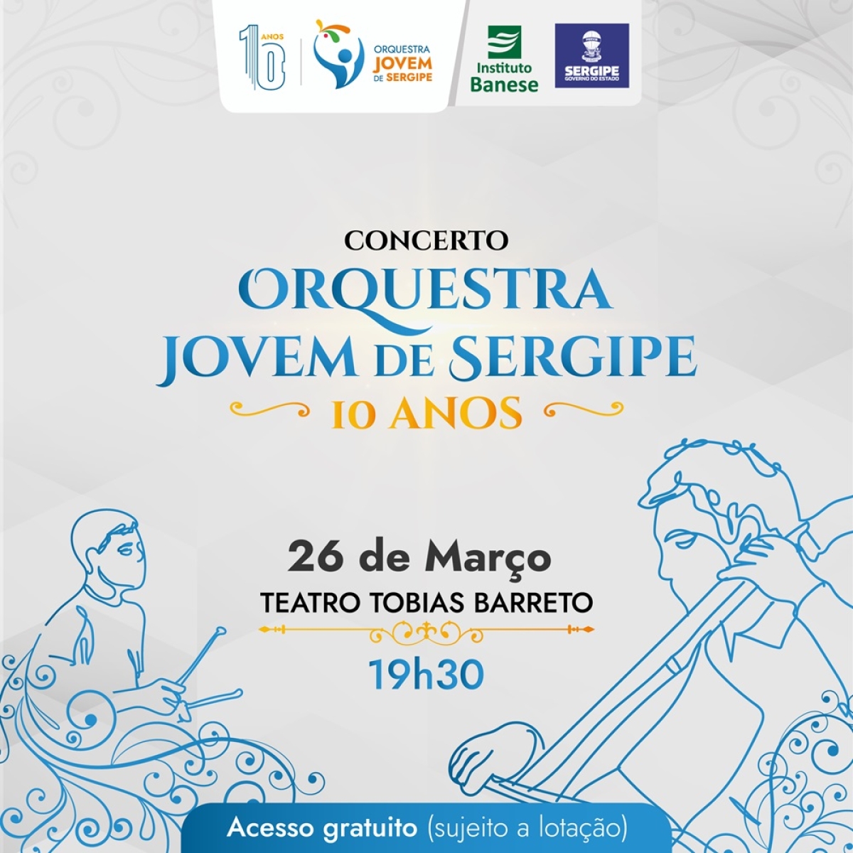 Orquestra Jovem de Sergipe comemora 10 anos com concerto no Teatro Tobias Barreto - Imagem: Divulgação
