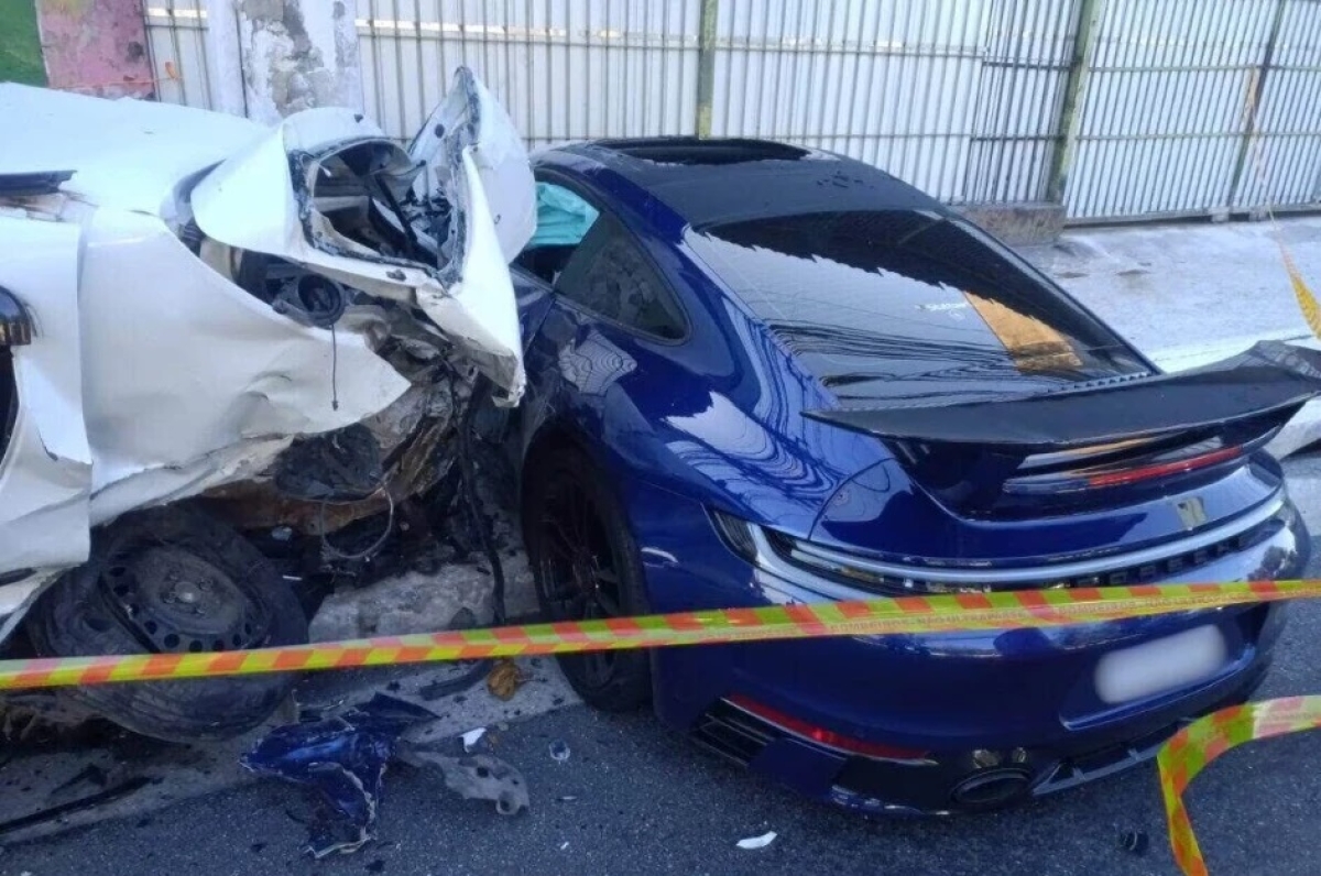 Porsche bateu em Sandero - Foto: Divulgação | Policia Civil de São Paulo