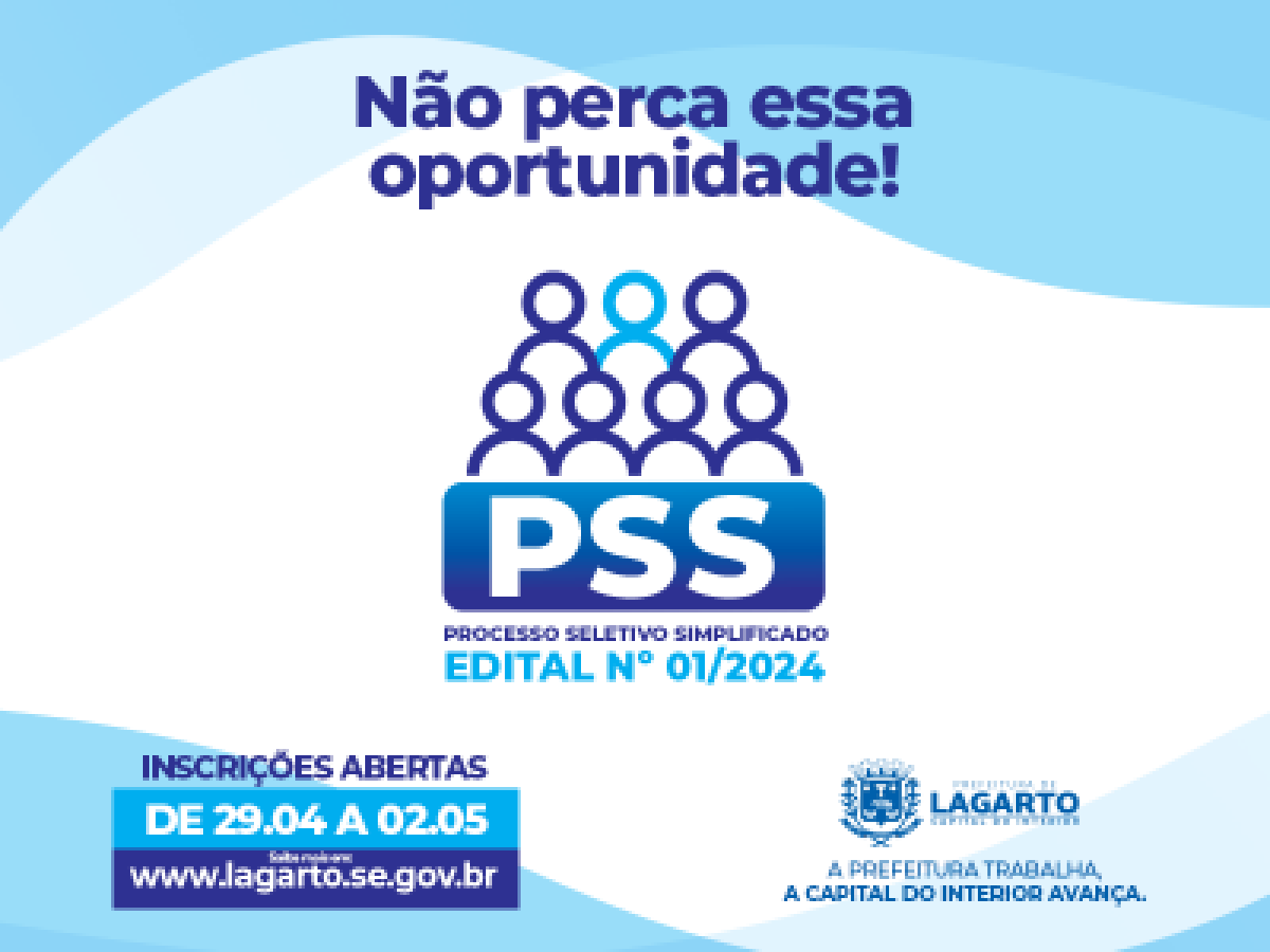 Prefeitura de Lagarto lança editais com mais de 1500 vagas em diversas áreas em PSS - Foto: Divulgação/Prefeitura de Lagarto
