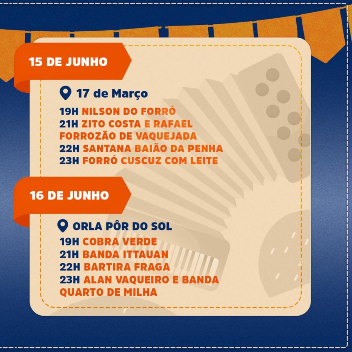 Forró Caju 2024: programação do Forró nos Bairros - Arte: Ascom/Funcaju