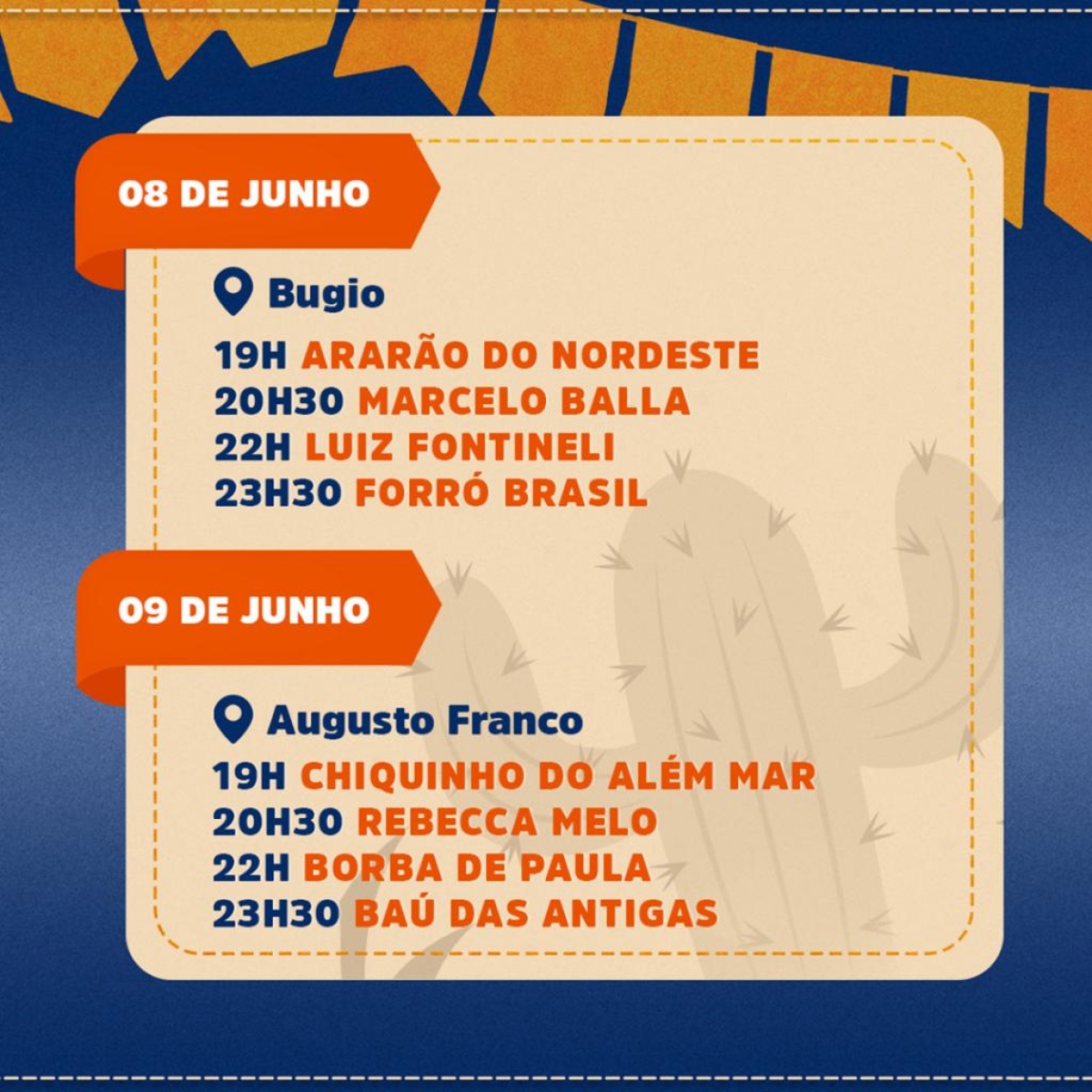 Forró Caju 2024: programação do Forró nos Bairros - Arte: Ascom/Funcaju