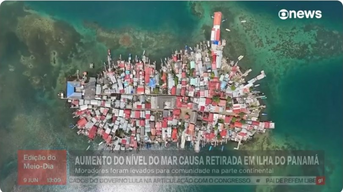 Moradores de ilha no Caribe são "expulsos" por elevação do nível do mar - Imagem: Reprodução/vídeo/GloboNews

