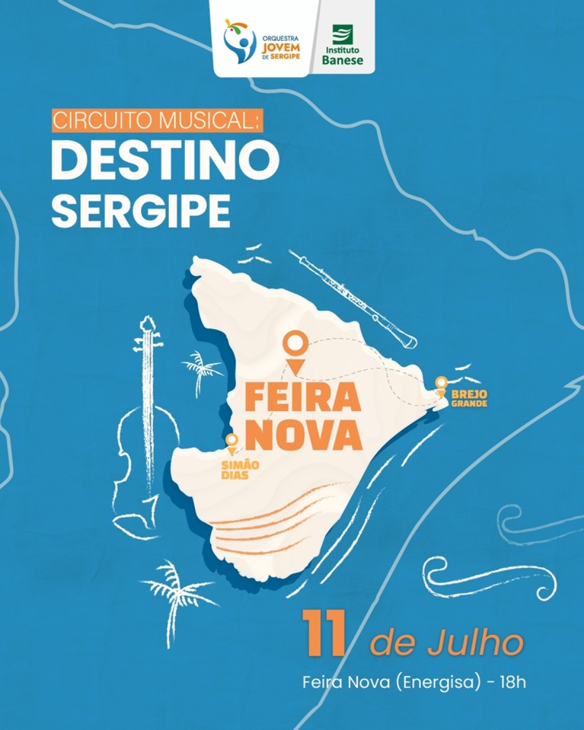 Circuito Musical da Orquestra Jovem de Sergipe passará por Feira Nova - Arte: OJSE