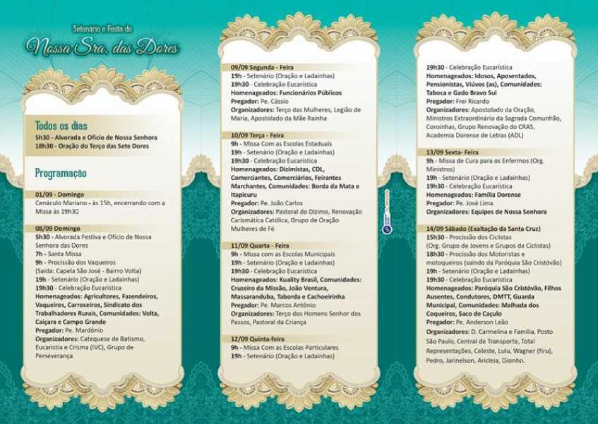 Setenário e Festa de Nossa Senhora das Dores de 08 a 15 de setembro de 2024 - Foto: Visite Dores/Divulgação

