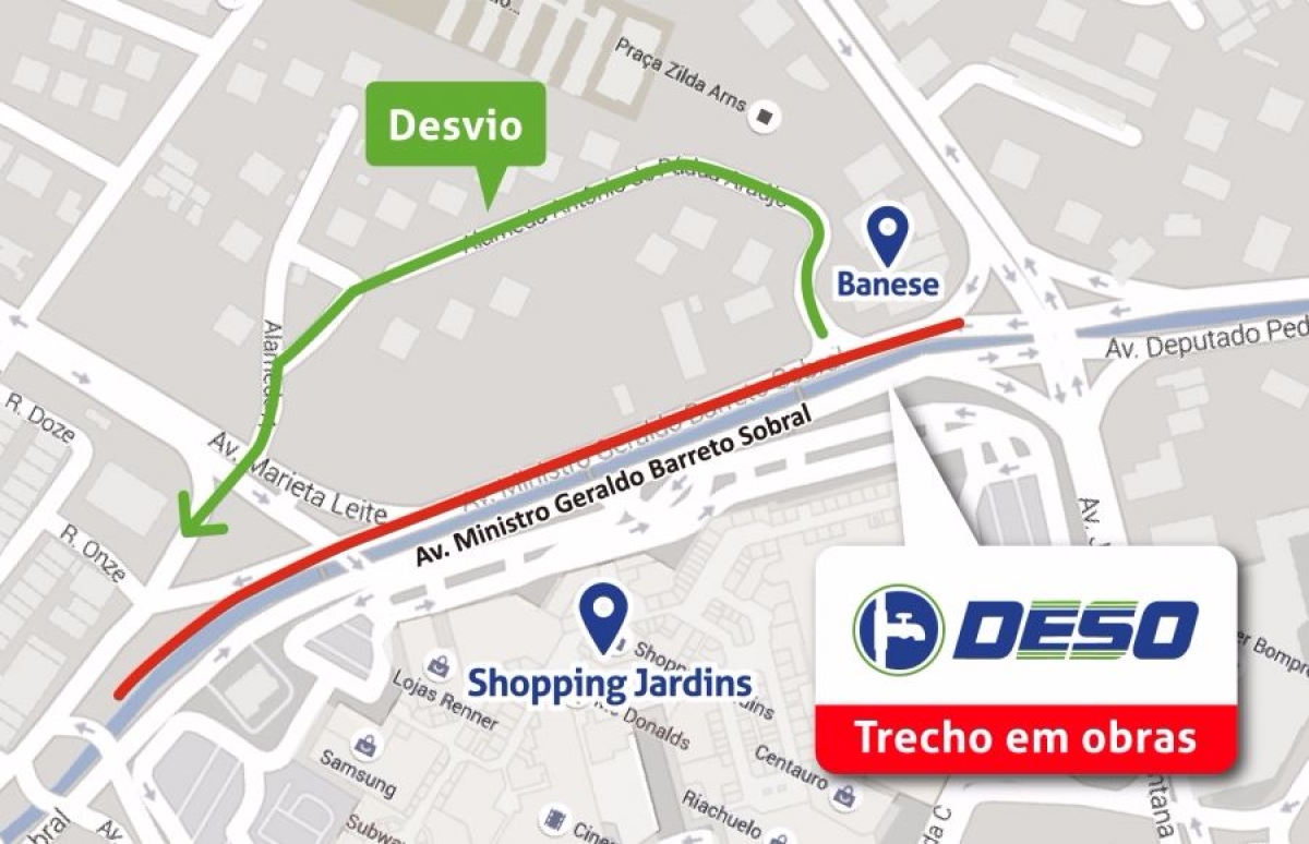 Deso comunica interdi��o de parte da Av. Ministro Geraldo Barreto Sobral (Foto: Deso/SE)