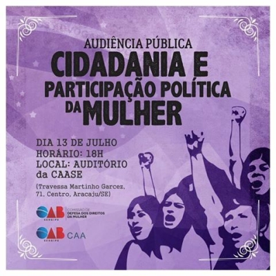 Em audi�ncia p�blica, OAB/Sergipe discutir� a��es para concretiza��o da equidade de g�nero (Foto: Divulga��o/OAB/SE)