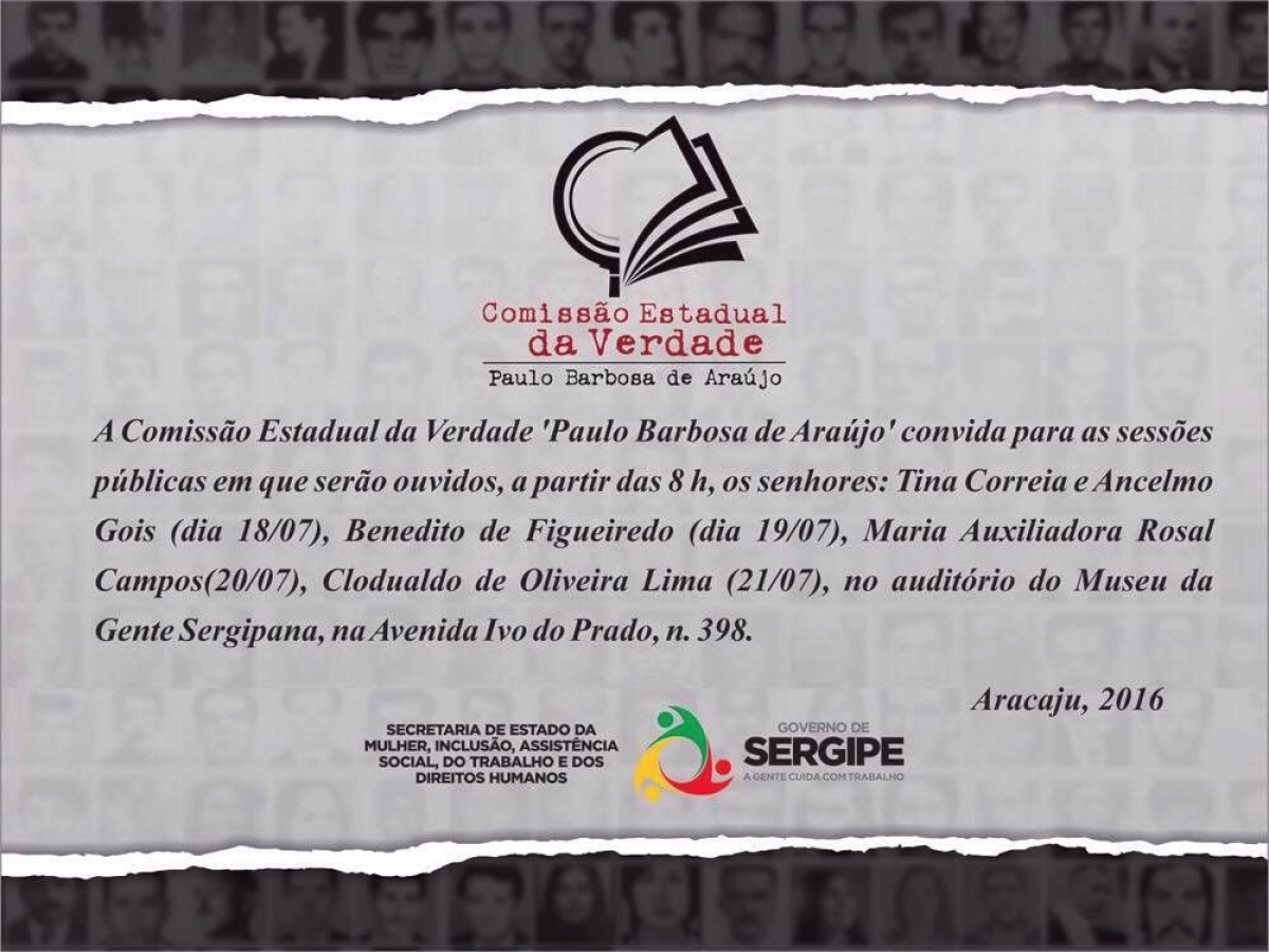 Comiss�o da Verdade ouve Ancelmo Gois e Tina Correia nesta segunda, 18 (Foto: Divulga��o/Assessoria Seidh/SE)