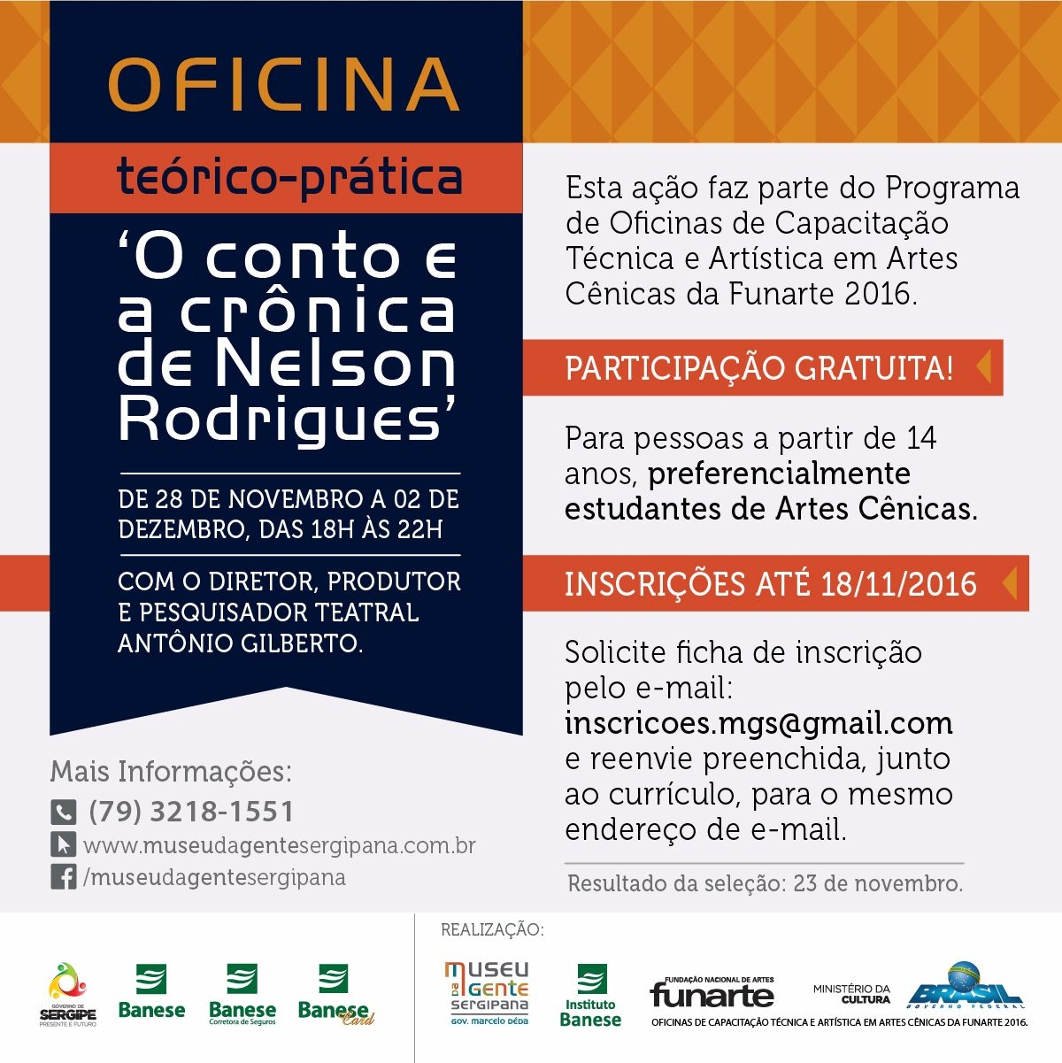 Inscri��es abertas para Oficina Te�rico Pr�tica 'O Conto e a Cr�nica de Nelson Rodrigues' (Imagem: Divulga��o)