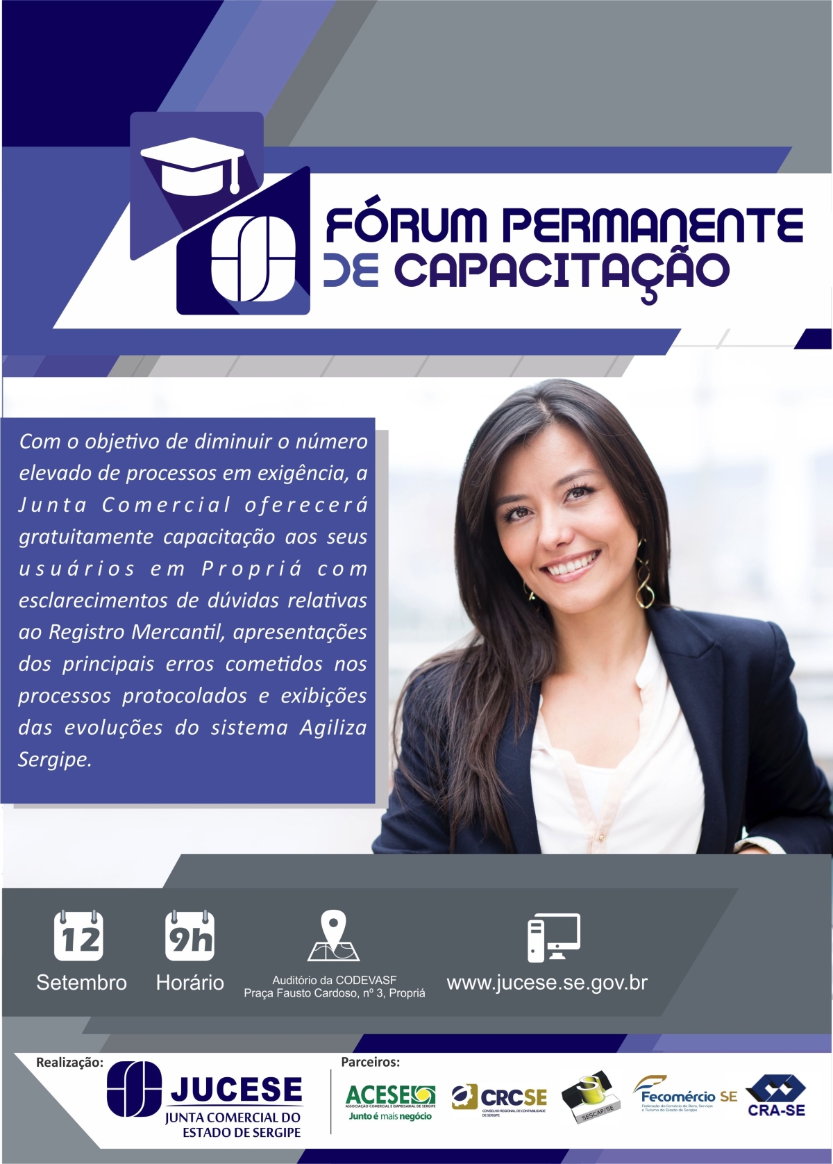 Junta Comercial ministrar� F�rum de Capacita��o em Propri� no dia 12 de setembro (Imagem: Divulga��o/Assessoria Jucese)