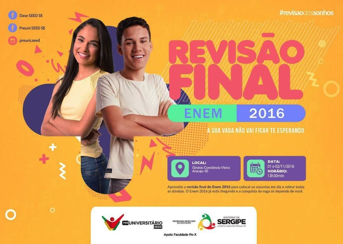 Sergipe: Revis�o Final para provas do Enem ocorre na pr�xima semana (Imagem: Divulga��o/Seed/SE)