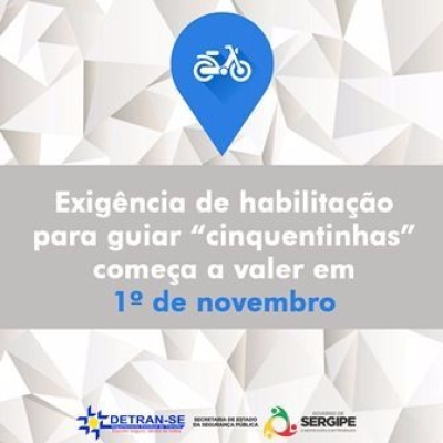 Fiscaliza��o do porte da habilita��o para conduzir ciclomotor come�ar� em 1� de novembro (Imagem: Detran/SE)