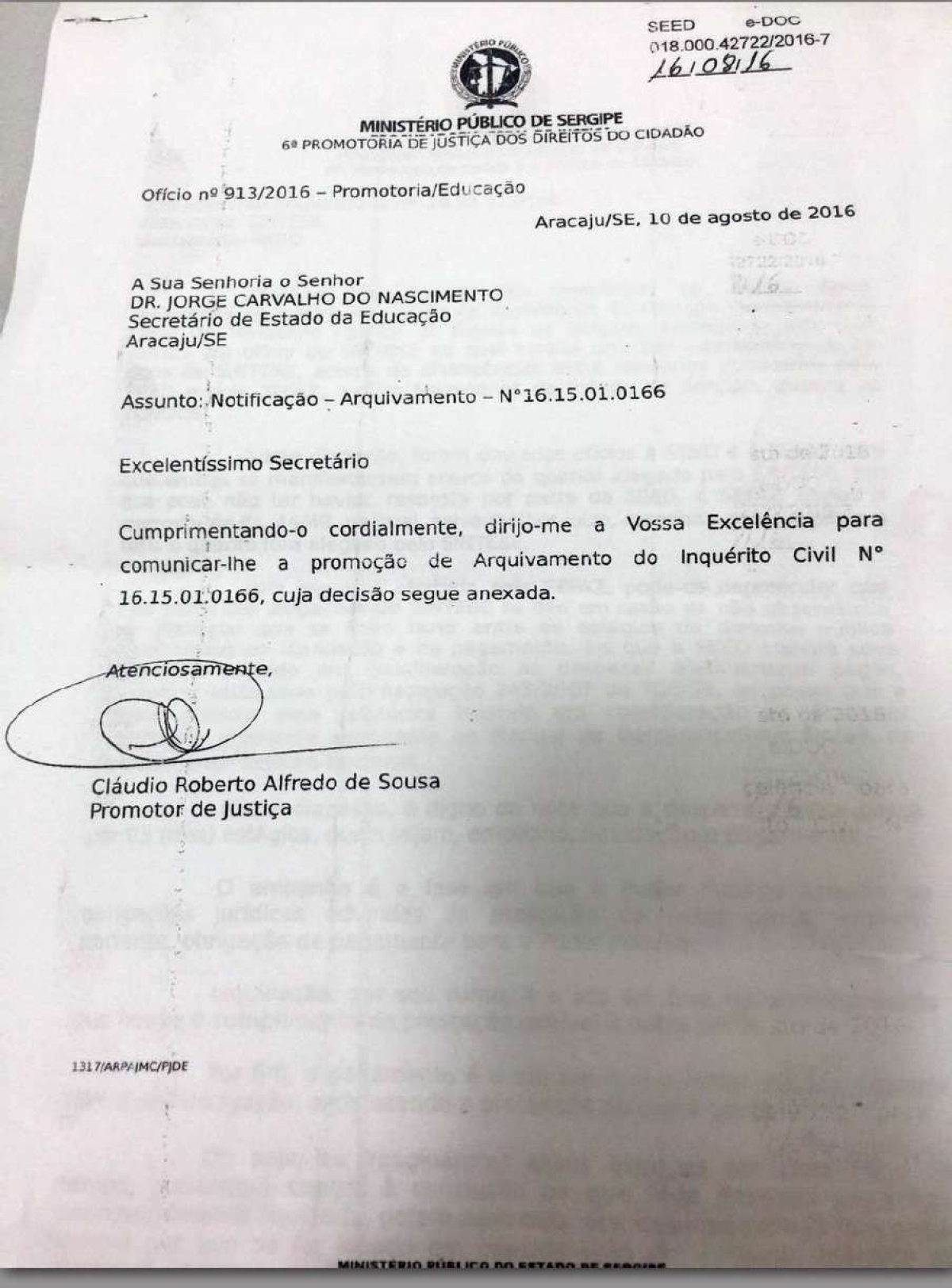 MP/Sergipe diz que n�o procede den�ncia do SINTESE de desvios do Fundeb e decide arquiv�-la (Imagem: Transcrito do NeNot�cias)