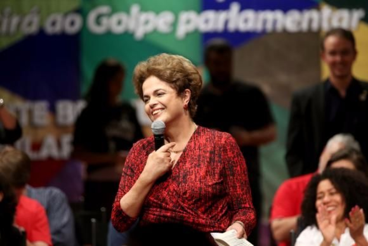 A presidente afastada Dilma Rousseff discursou em Bras�lia e disse que est� sendo condenada sem ter cometido crime (Foto: Wilson Dias/Ag�ncia Brasil)
