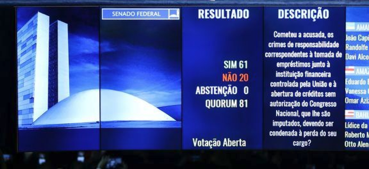 Senado aprova impeachment e Dilma Rousseff � afastada definitivamente da Presid�ncia (Imagem: Ag�ncia Brasil)