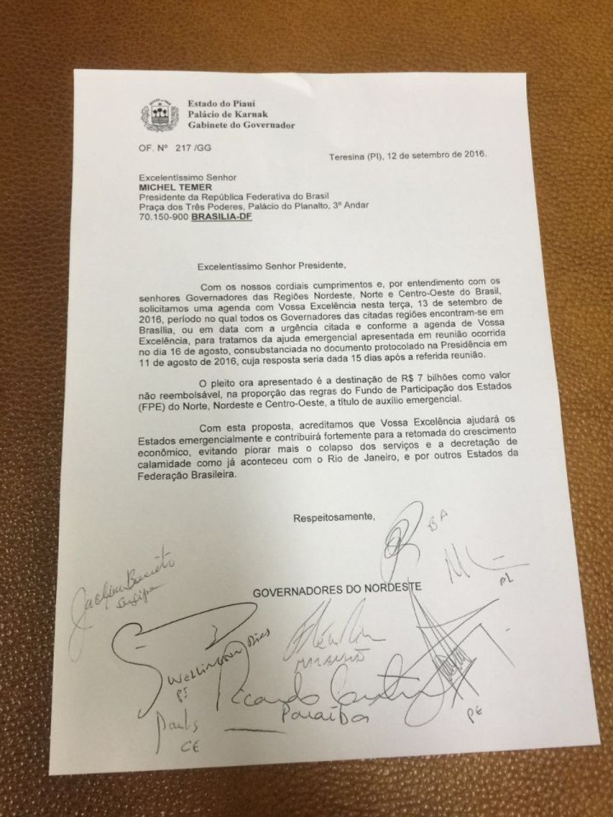 Governadores do Nordeste solicitam reuni�o emergencial com Temer - Divulga��o/ASN