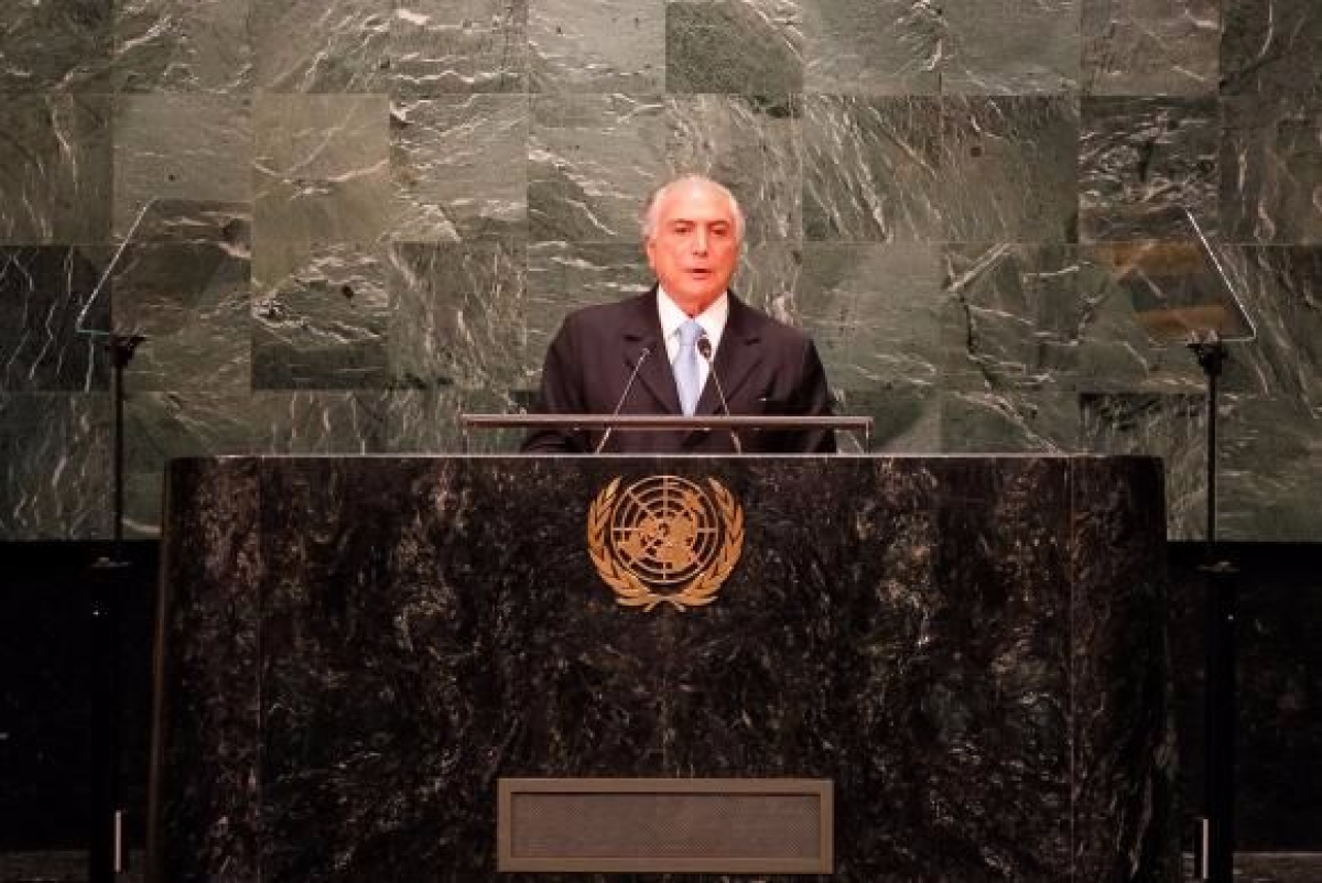 O  presidente  Michel Temer faz discurso de abertura da Assembleia Geral das Na��es Unidas (Imagem: Beto Barata/PR)